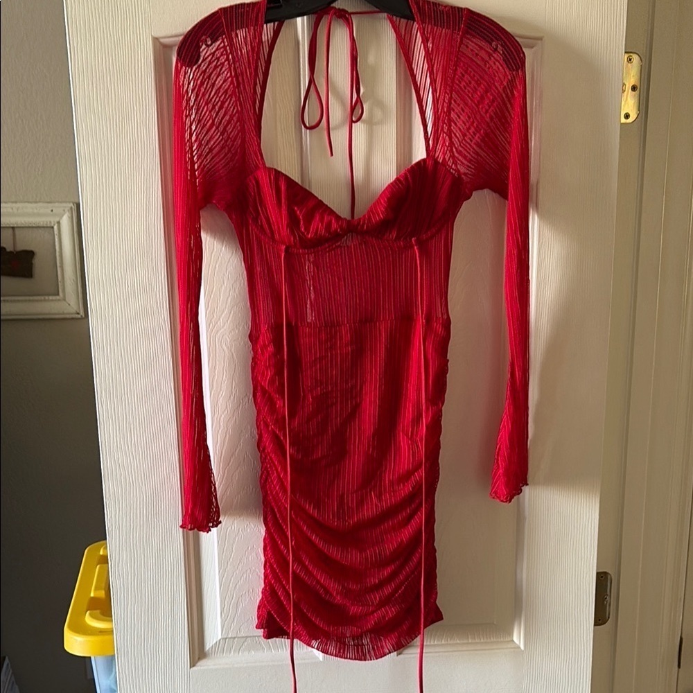 Lucy In The Sky Los Angeles Red Semi Sheer Mini dress size M